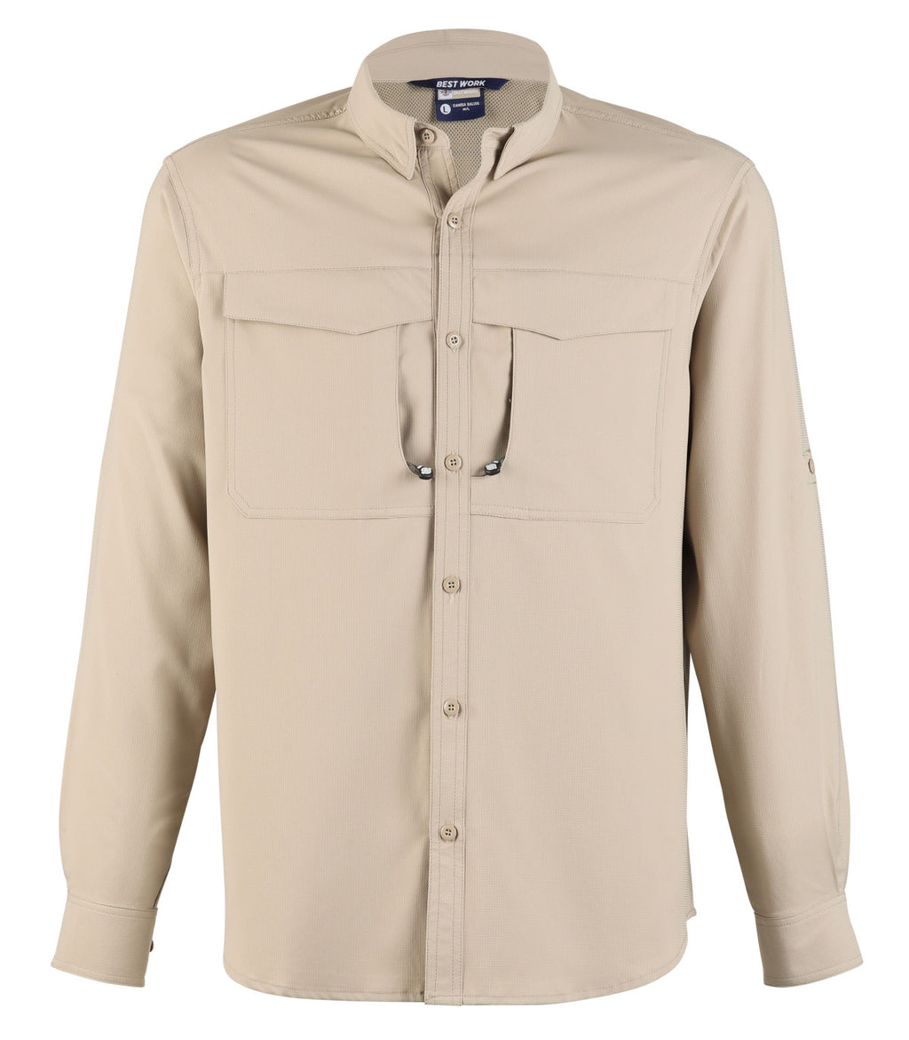 CAMISA SALVIA MANGA LARGA HOMBRE
