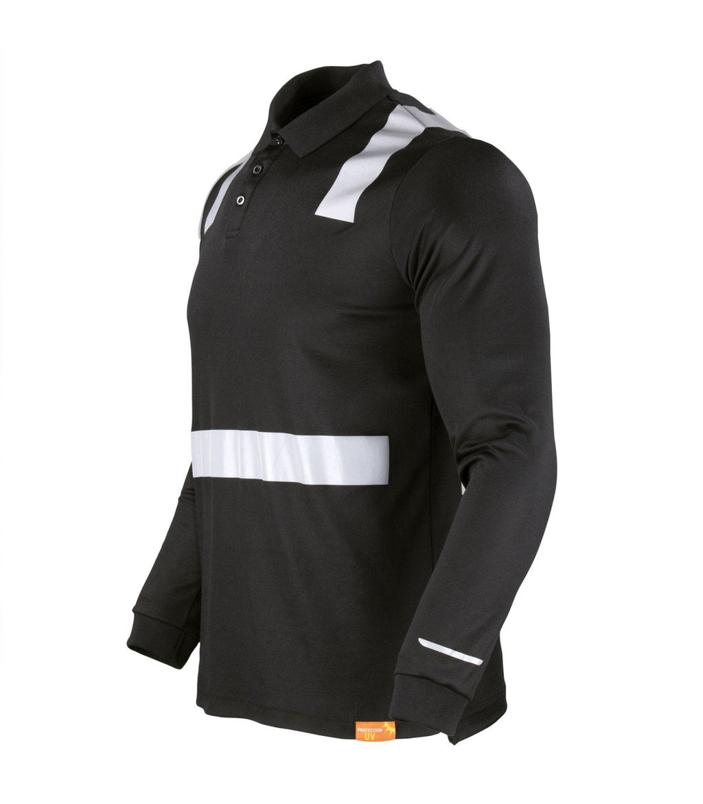 POLERA POLO HIBRIDA CINTA REFLECTIVA MANGA LARGA